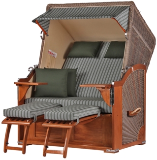 Strandkorb - bene living - Schaalsee Mahagoni - PE grau - Modell 504 - inkl. Liftersystem