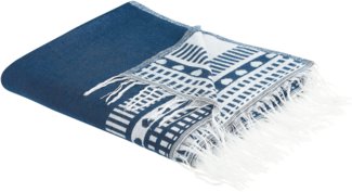 Beliani 'Tarlay' Kuscheldecke, Baumwollmischgewebe blau, 130 x 170 cm