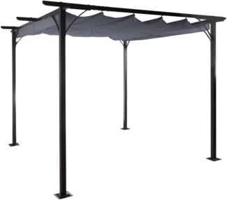 Pergola HWC-C42 mit Schiebedach, Stahl / Stoff, Grau, 3,5x3,5 m