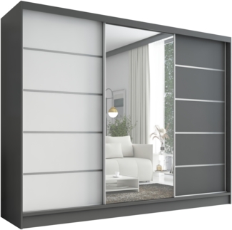 A&J MöbelLand Schwebetürenschrank AURELIA 1 mit 3 Schubladen und Spiegel