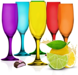 6 bunte Sektgläser 200ml Sektkelche Champagner Prosecco Sektglas Proseccoglas