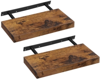 VASAGLE Wandregal, 2 Stück, MDF vintagebraun, 40 x 20 x 3,8 cm