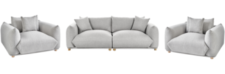 Sofa Set Stoff hellgrau 5-Sitzer mit Kissen LUVOS
