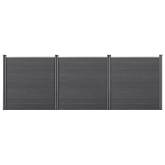 Gartenzaun Getafe WPC mit Pfosten 183x531 cm Grau neu. holz