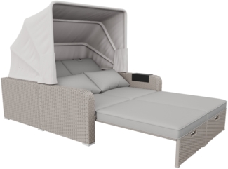 Merax Gartensofa, für 2 Personen, Polyrattan Khaki, 152 x 130 x 126 cm