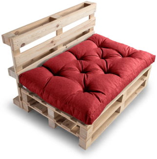 Gutekissen®, Palettenkissen, Gartensofakissen, gesteppte Kissen gefüllt mit granuliertem Poulirette-Schaum (Sitzkissen 120x40, gesteppt Rot)