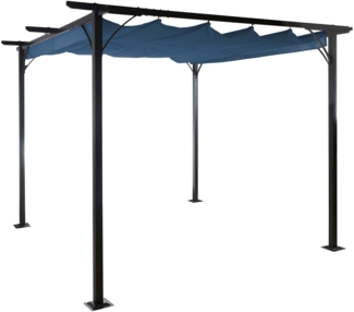 Pergola HWC-C42 mit Schiebedach, Stahl / Stoff, Blau, 3x3 m
