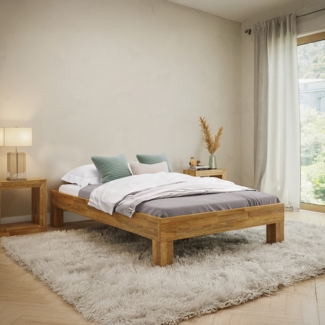 skølm 'Floki' Bett 120x200 cm, aus Eiche Massivholz, ohne Bettkopf