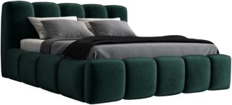 A&J MöbelLand 'Sonic' Polsterbett, Polyester, Dunkelgrün, 180 x 200, mit Matratze, mit Lattenrost, mit Bettkasten