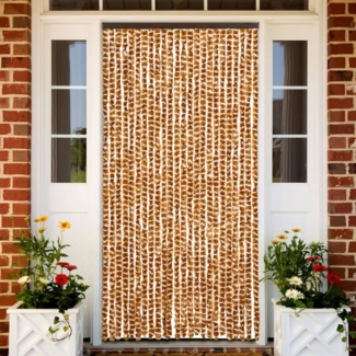 vidaXL Insektenschutz-Vorhang Ocker und Weiß 100x220 cm Chenille 325459
