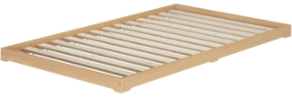 Niederflurbett Flachbett 120x200 Buche Massivholz natur mit wählbarem Zubehör V-60.66-12Rollrost inkl.