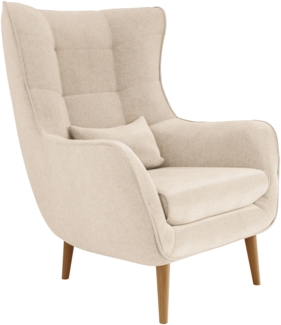'Lucio' Sessel, Stoff Alfa 01, Beige, 106 x 80 x 95 cm
