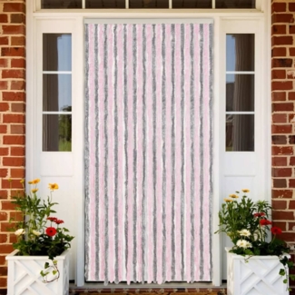 vidaXL Fliegenvorhang Silbergrau und Rosa 118x220 cm Chenille 4004886