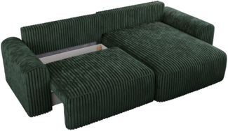 MKS Meble 'Nelson' Ecksofa mit Schlaffunktion und Bettkasten, L-form, Grün, Cord