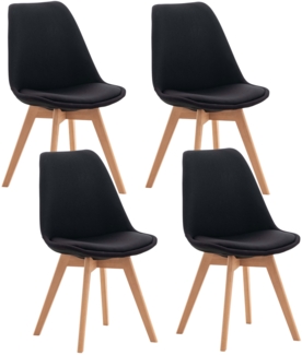 CLP 4er Set Esszimmerstuhl Linares Mit Buchenholzgestell,schwarz Stoff