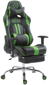 CLP Racing Gaming Bürostuhl Limit V2 Kunstleder höhenverstellbar und drehbar,schwarz/grün mit Fußablage