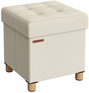 Songmics Sitzhocker mit Stauraum, kleine klappbare Sitzbank, 38x38 cm Fußbank, Aufbewahrungsbox, bis 300 kg belastbar, für Wohnzimmer Schlafzimmer Schlafsaal, Weiß