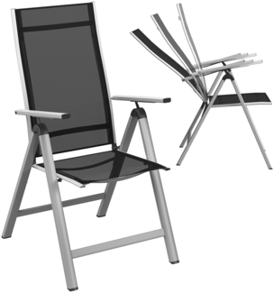 STEELSØN 'Alaris' Gartenstuhl Hochlehner, klassisch, Aluminium, silber, 6-fach verstellbar und klappbar, wetterfester Klappstuhl