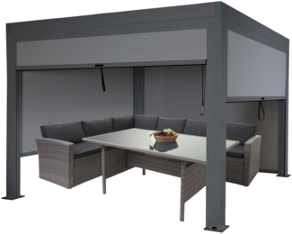 Mendler 'HWC-L46' Pergola, Regenrinne sturmfest, Aluminium anthrazit, 3x3 m