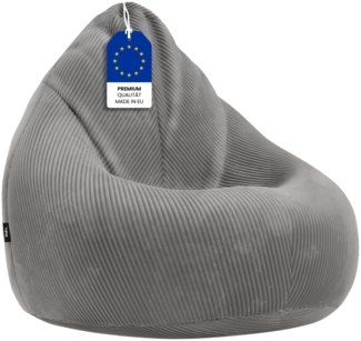 skølm 'Magni' XXL-Sitzsack aus Cord, mit EPS-Perlen-Füllung, 130x80 cm, anthrazit, mit abnehmbarem und waschbarem Bezug