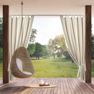 Terassenvorhang Outdoor Vorhang zum Garten Wasserfest hellbeige 155X240 Schlaufen