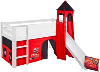 Lilokids 'Jelle' Spielbett 90x190 cm, Disney Cars, Kiefer massiv, mit Turm, Rutsche und Vorhang