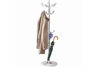 Casaria Kleiderständer, Marmorsockel Metall 14 Haken 360° Drehbar Stabil Modern 37x37x175cm