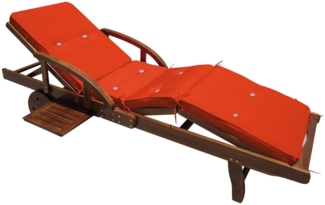 Detex Polsterauflage, wetterfest & UV-beständig mit Zugband, Polyester orange, 195 x 55 x 5 cm