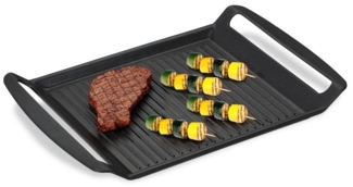 Relaxdays Grillplatte mit Antihaftbeschichtung, Metall anthrazit, 26 x 39 x 3,5 cm