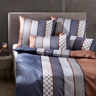 JOOP 'Cornflower Stripe' Bettwäsche, Baumwolle, Ocean, 160x210 cm + 65x100 cm