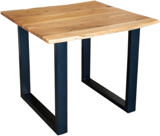 Esstisch Baumkante massiv Akazie naturfarben 90 x 90 schwarz QUINN 71205452