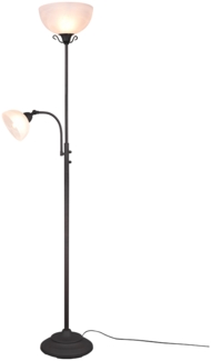 'Country' Großer Deckenfluter im Landhausstil mit Leselampe, Metall rost / weiß, Höhe: 184cm