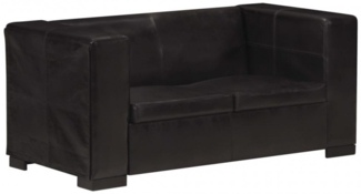 vidaXL 2-Sitzer-Sofa Schwarz Echtleder 325119