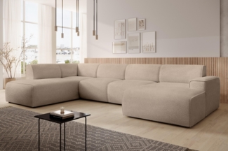 AX LIVING XXL Sofa U Form Didim Hellbraun 378cm breit modern & großzügig L