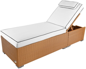 Sonnenliege Verona High mit Rollen und Auflage Creme-Weiss, Farbe Natur