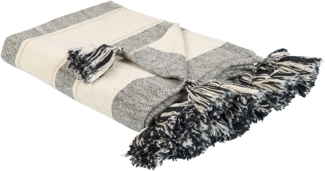 Beliani 'Cayir' Kuscheldecke, Baumwollmischgewebe beige, 130 x 170 cm