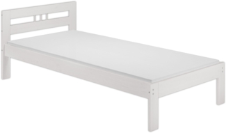Erst-Holz Einzelbett 90x200 cm, inkl. Matratze und Federleisten-Rollrost, weiß