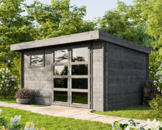 McGarden 'Nizza' Gartenhaus, inkl. Imprägnierung, Holz anthrazit, 390 x 300 x 200 cm
