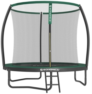 Songmics Trampolin mit Leiter, Sicherheitsnetz und gepolsterten Stangen, Stahl, Grün, Ø 244 cm