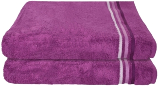 Schiesser Duschtuch Skyline Color, 2er Set, mit Webbordüre, 100% Baumwolle Violett