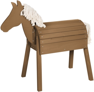 Roba Outdoor-Spielpferd mit Mähne und Schweif, wetterfest, Massivholz, Braun, 96 x 110 x 48 cm