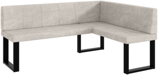 MEBLINI Eckbank für Esszimmer - Küchenbank - Essecke - Sitzecke Küche - PETER - U-Beine 128x168x87cm Rechts - Beige Samt