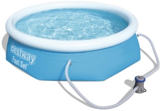 BESTWAY Fast Set Pool Rund Swimmingpool mit Filterpumpe Filter 244x66cm