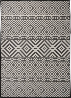 vidaXL Outdoor-Teppich Flachgewebe 200x280 cm Schwarz Gestreift 340854