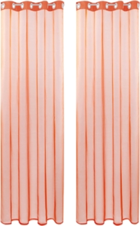 Bestlivings Transparente Orange Gardine mit Ösen 2er Pack (B140 x L175), viele Varianten erhältlich