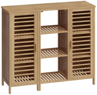 Bellamio 'Newa' Badezimmer-Schrank, Bambus, natur, 87x33x100 cm, mit 9 Ablagefächern und 2 Türen