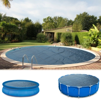 Poolpanda Pool Solarfolie Ø 500 cm Premium rund | schwarz/blau | 400 my | 12 mm Luftblasen