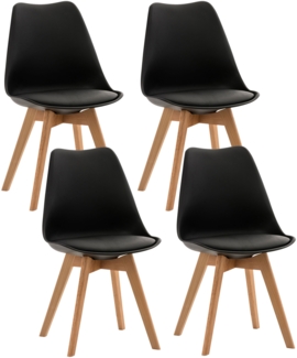CLP 4er Set Esszimmerstuhl Linares Mit Buchenholzgestell,schwarz Kunststoff