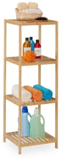 Relaxdays Badregal mit 4 Ablagen, Bambus natur, 38 x 39,5 x 116,5 cm