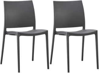 CLP 2er Set Gartenstühle Meton stapelbar wetterfest UV-beständig,dunkelgrau